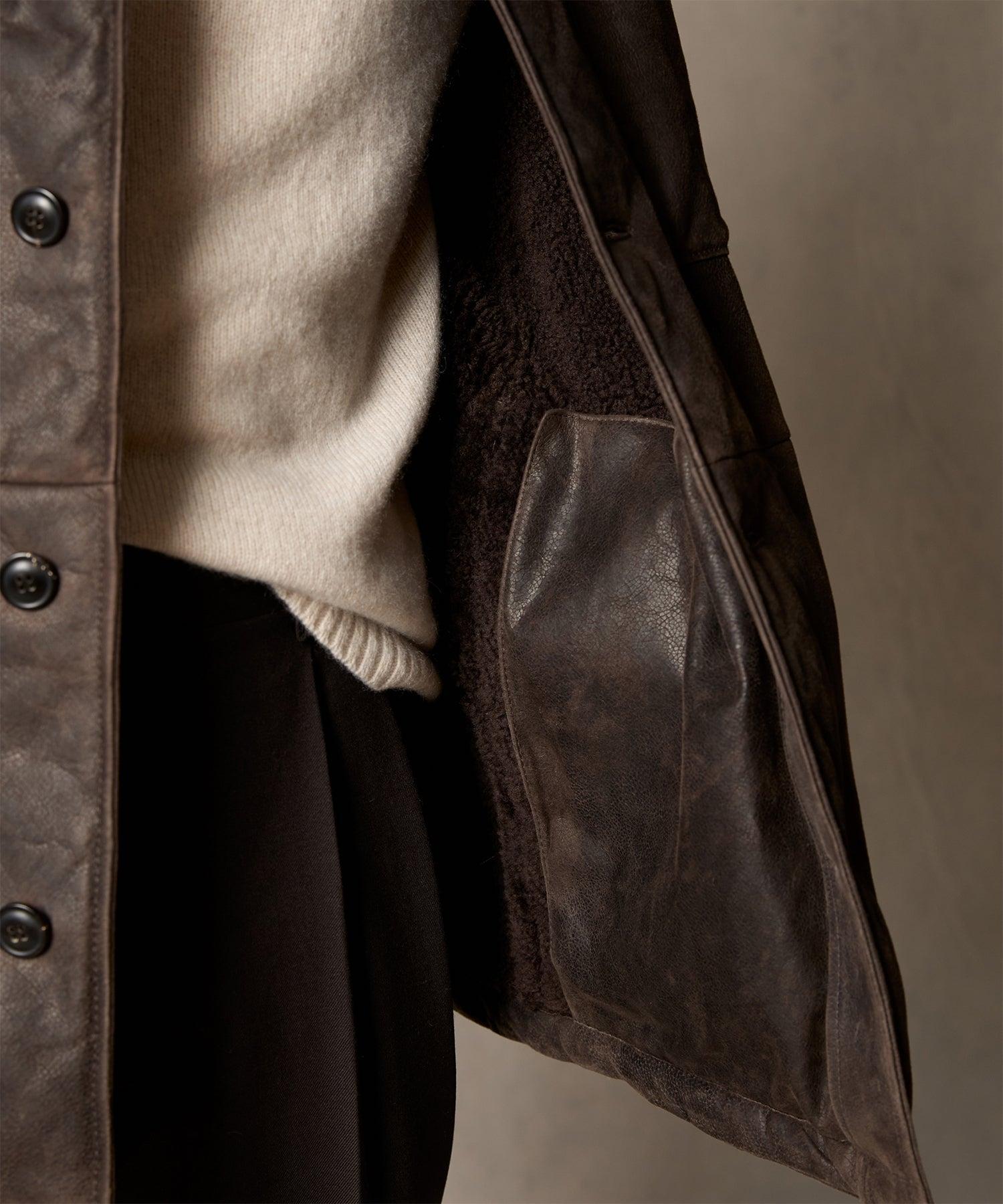 Shearling Chore Jacket in Brown Product Image