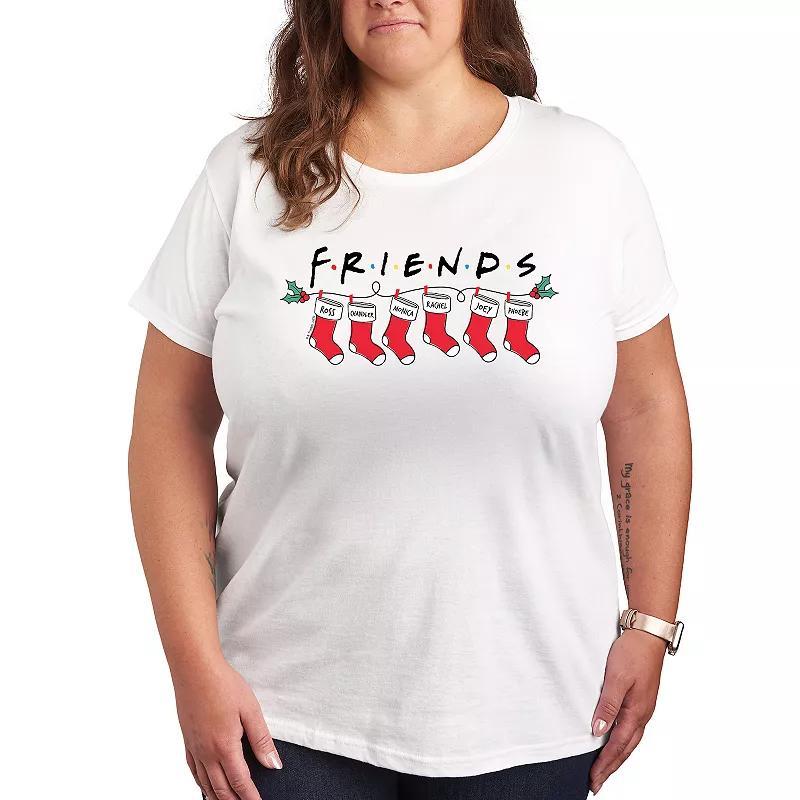 Plus Friends Christmas Stockings Graphic Tee, Womens Grey Juniper Product Image