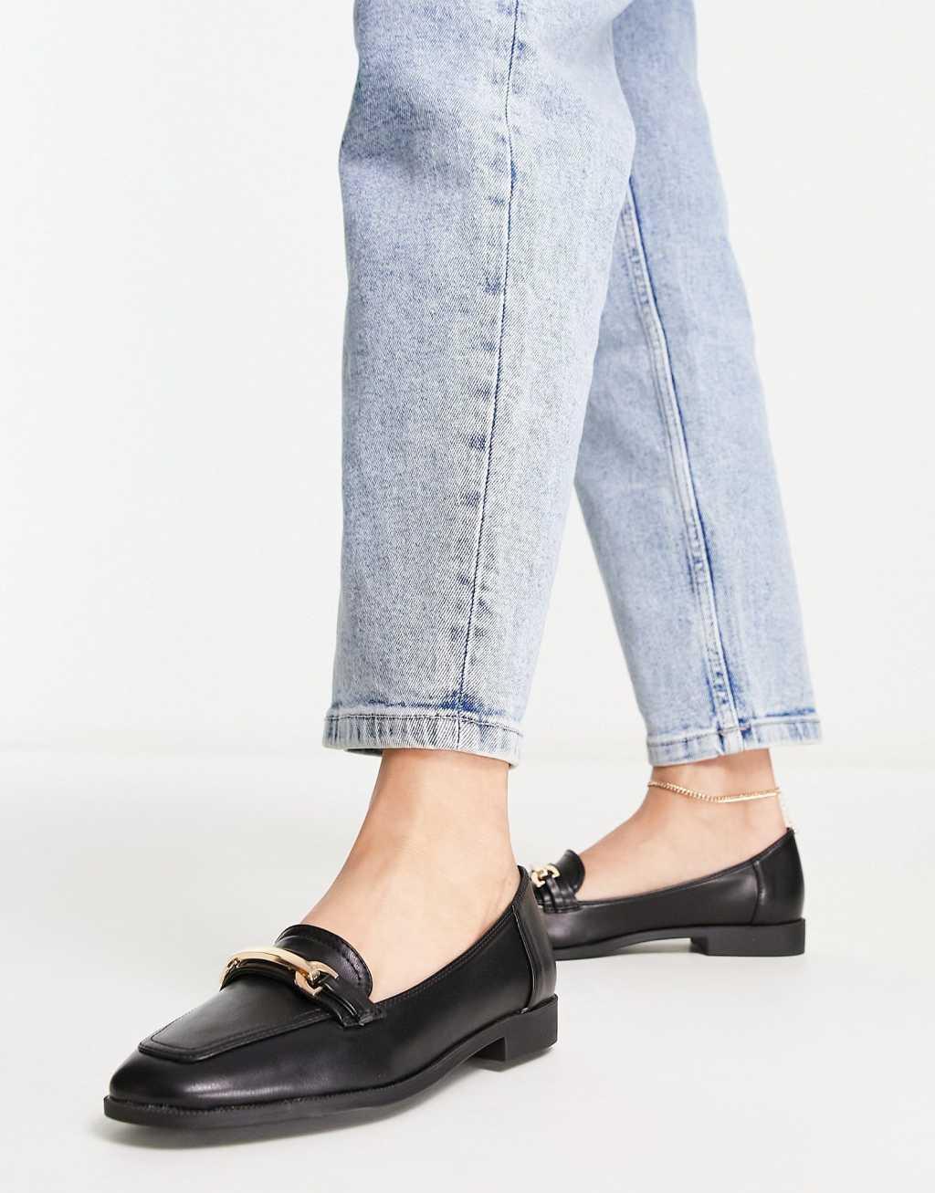 ASOS DESIGN Verity loafer flat shoes with trim Product Image