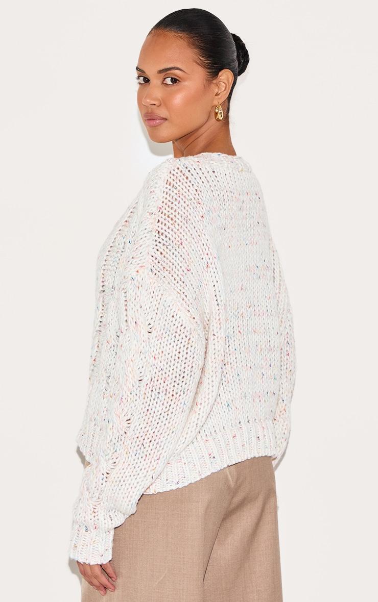 Cream Space Dye Chunky Knit Cardigan Product Image