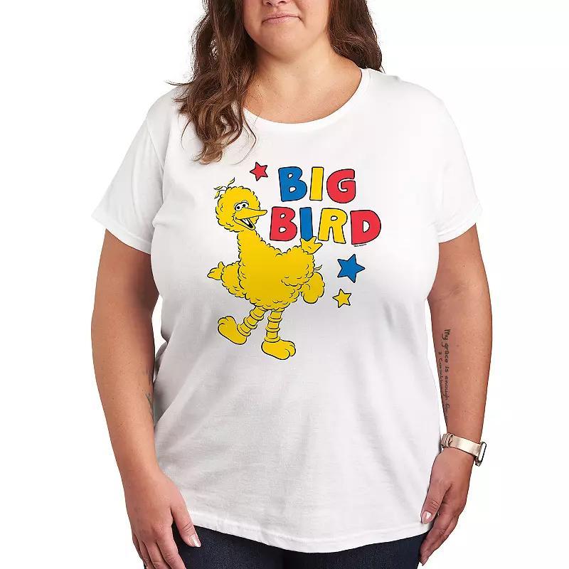 Plus Sesame Street Big Bird Block Graphic Tee, Womens Grey Gray Product Image