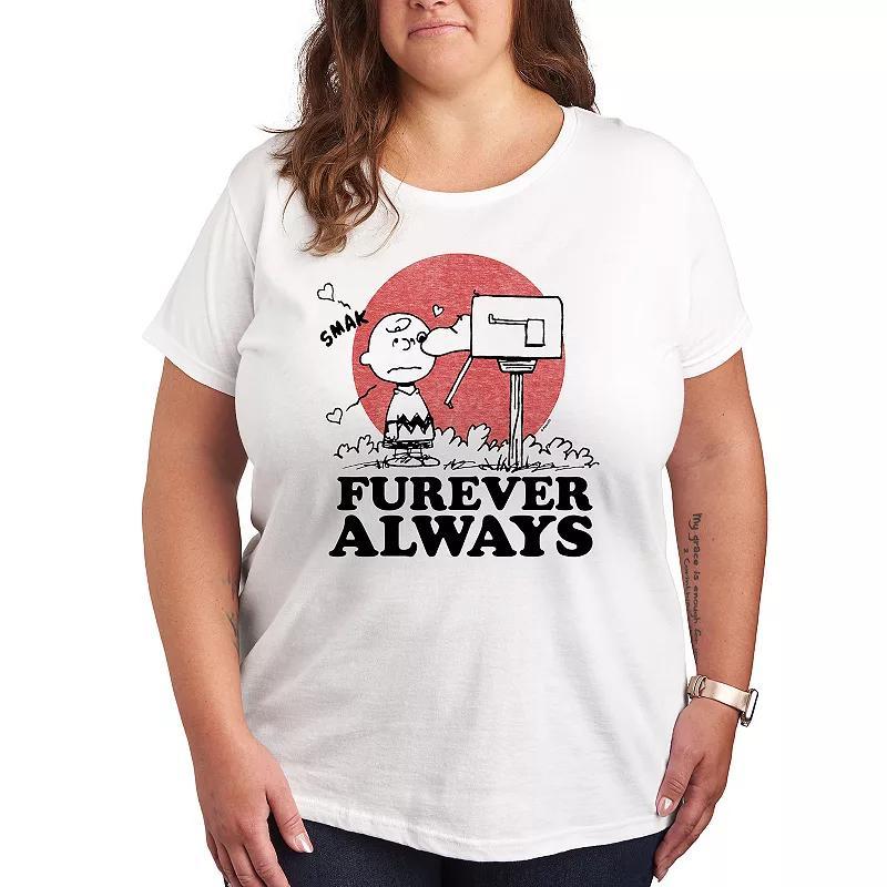 Plus Peanuts Charlie Brown & Snoopy Furever Always Graphic Tee, Women's, Size: 3XL, White Product Image