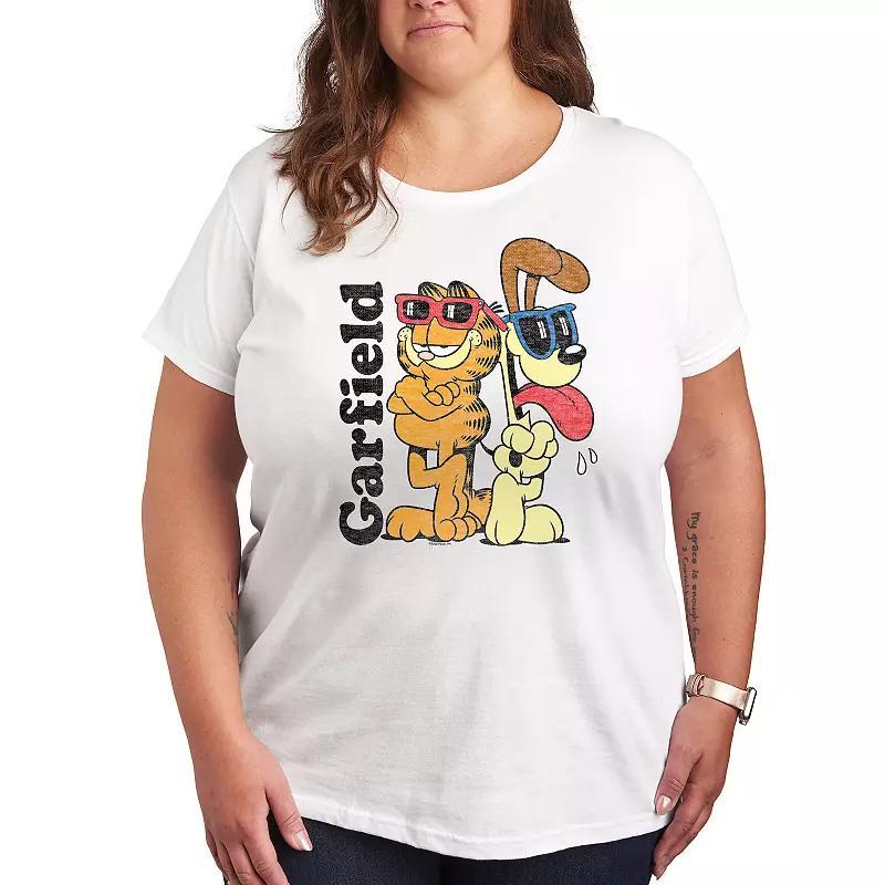 Plus Garfield Odie & Garfield Sunglasses Graphic Tee, Womens Product Image