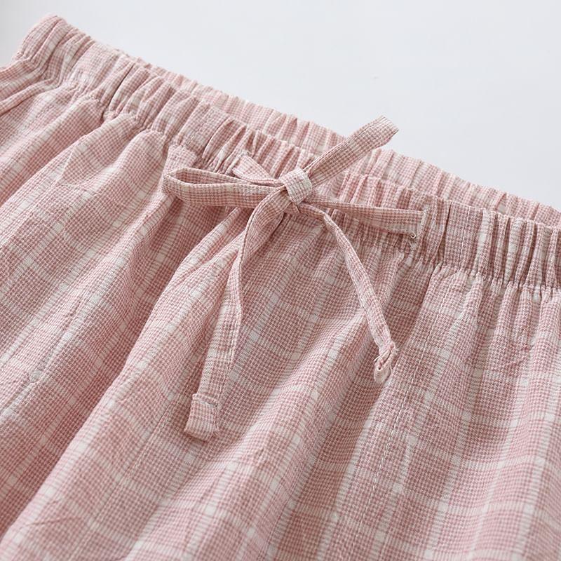 Couple Matching Drawstring Waist Plaid Lounge Shorts (Various Designs) Product Image