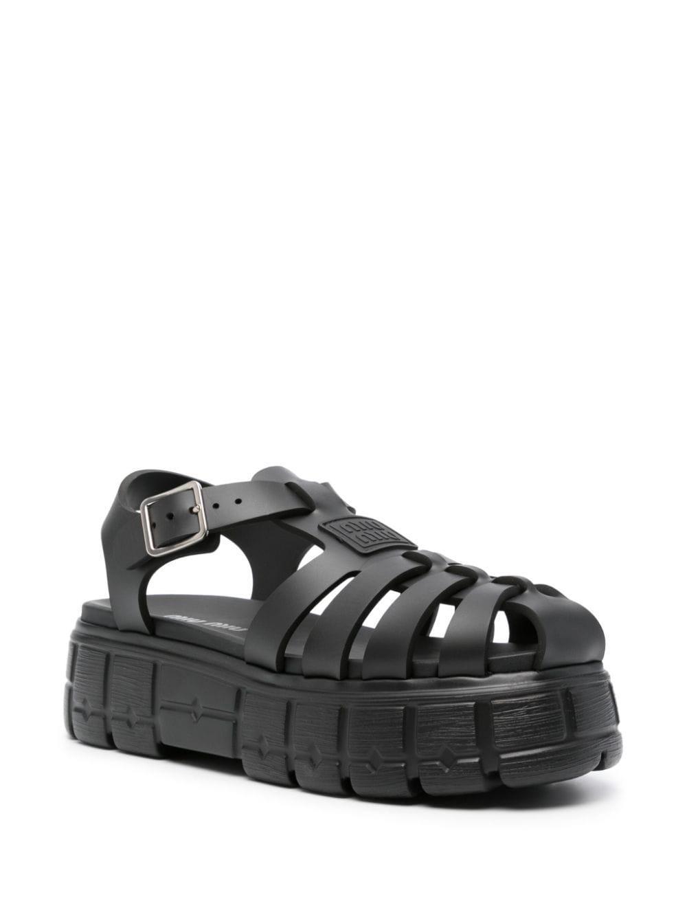 Rubber Sandals With Oversized Sole In Black Product Image