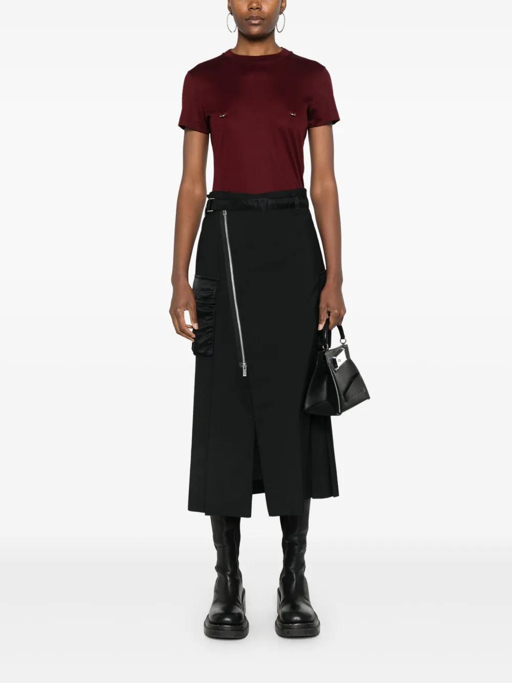 SACAI Pleated Midi Twill Skirt In Black Product Image