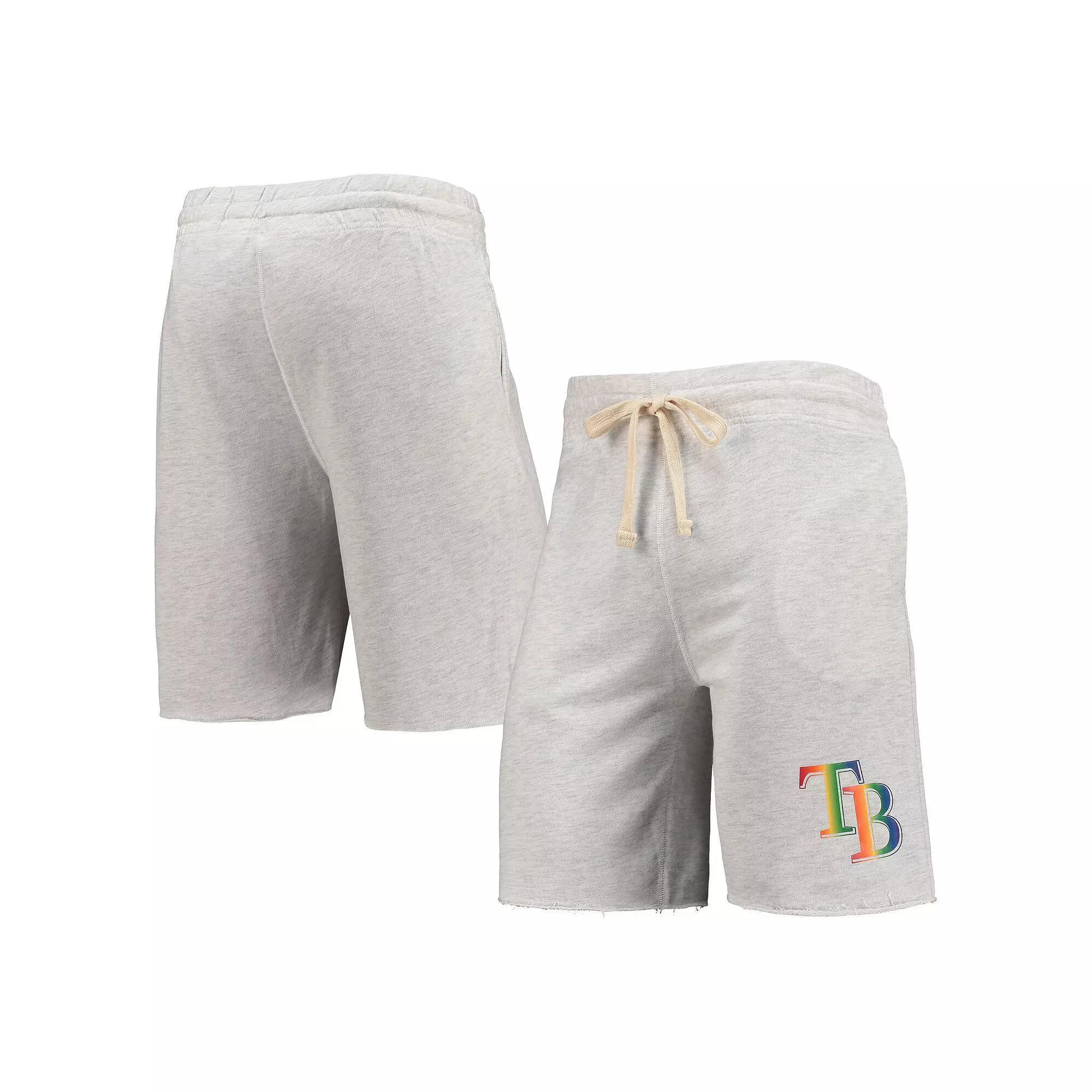 Men's Concepts Sport Oatmeal Tampa Bay Rays Mainstream Logo Terry Tri-Blend Shorts,  Product Image