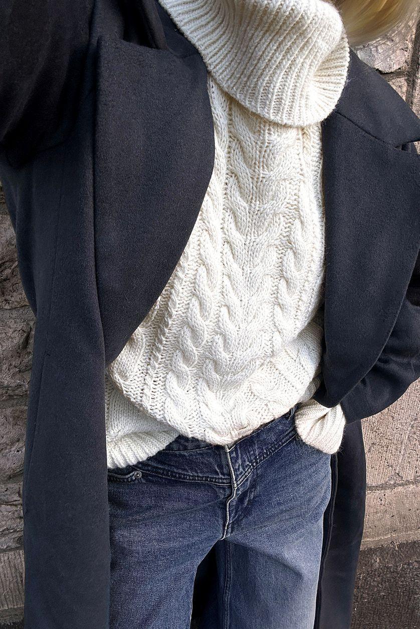 Turtle Neck Knitted Cable Sweater Product Image