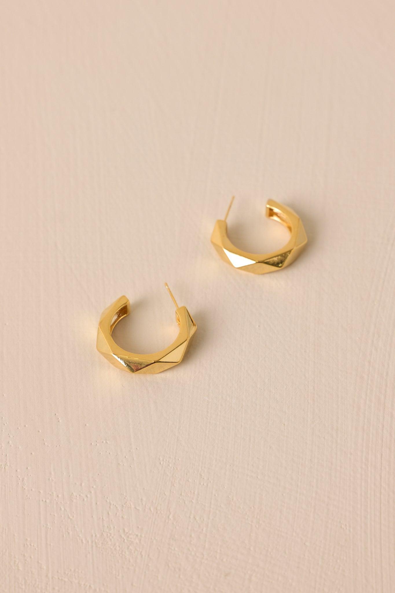 Lustrous Charm Gold Geometric Hoop Earrings Product Image