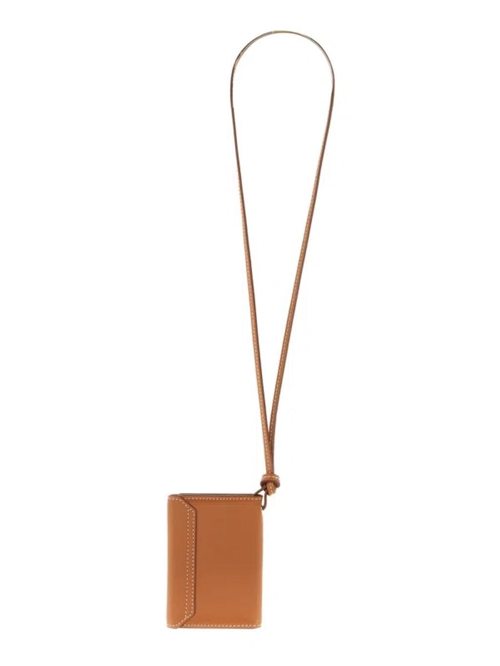 JACQUEMUS Logo Lettering Neck Strapped Wallet In Brown Product Image