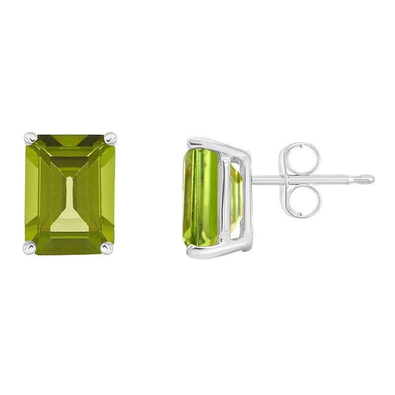 Celebration Gems 14k Gold Emerald Cut Peridot Stud Earrings, Women's, 14k Whgold Product Image
