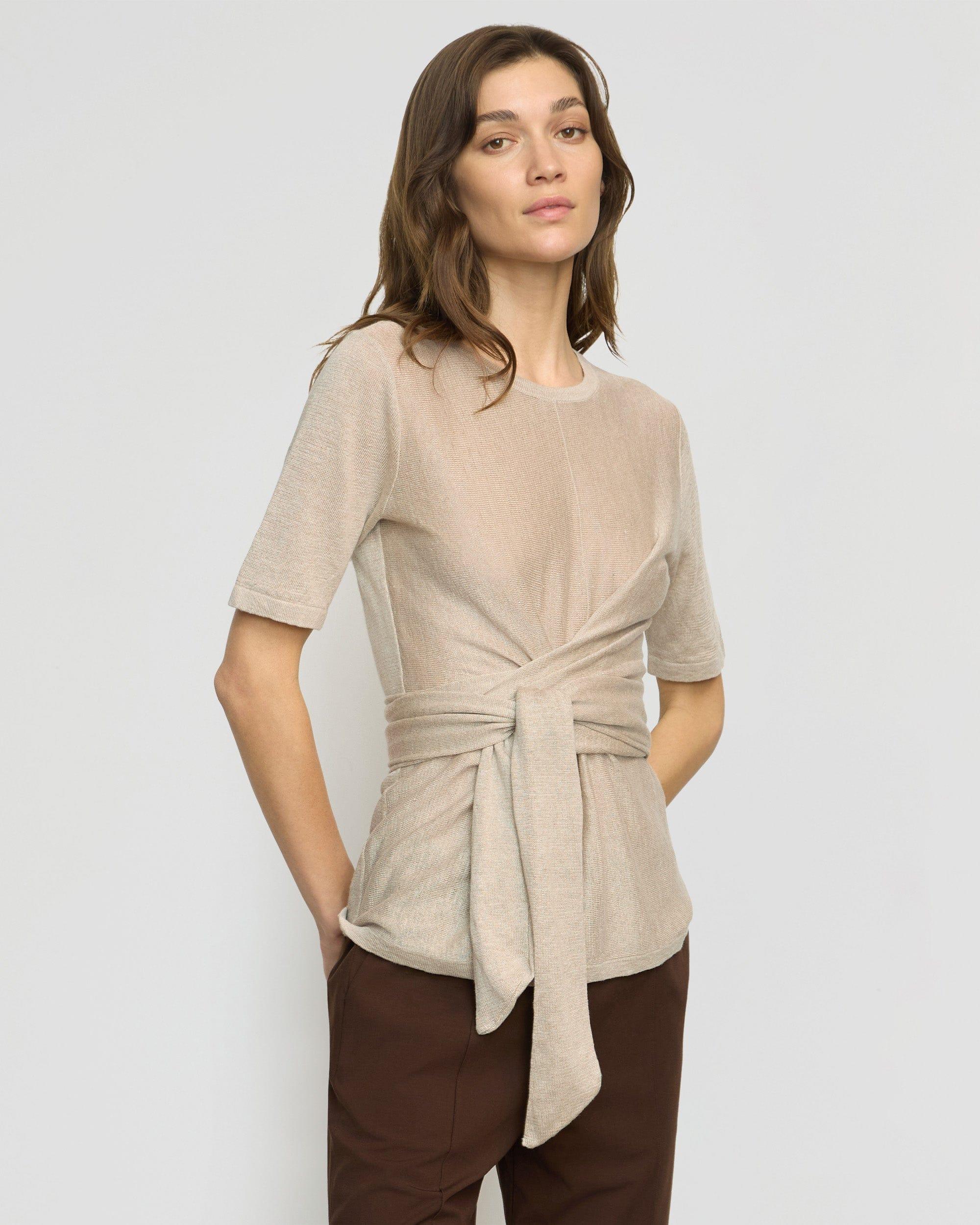 Lark Tie-Front Linen Sweater Product Image