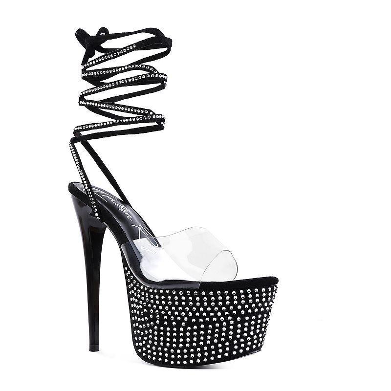 London Rag Sugar Mom Womens Strappy Rhinestone High Heel Sandals Product Image