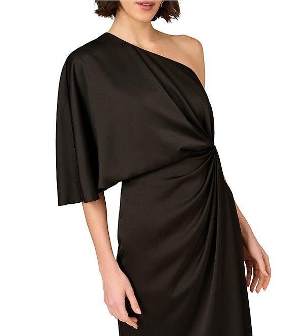 Aidan Mattox One Sleeve Twist Front Satin Blouson Dress Product Image