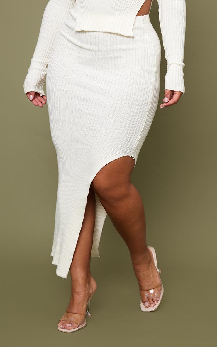 Shape Cream Knit Split Side Midaxi Skirt Product Image