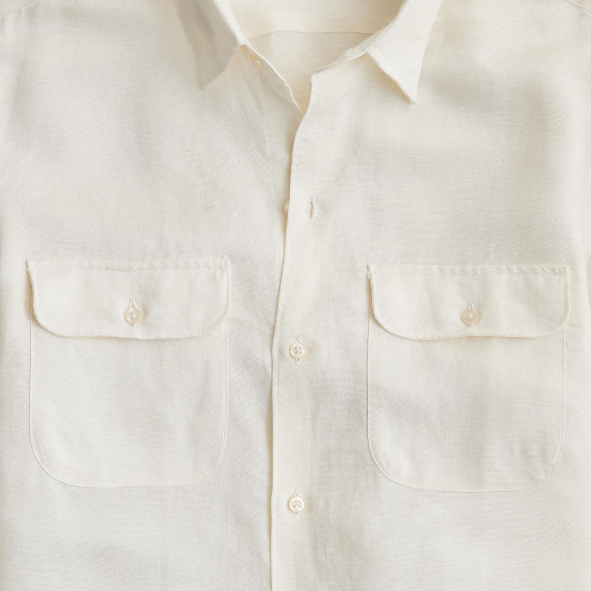 Short-sleeve viscose-linen blend shirt Product Image