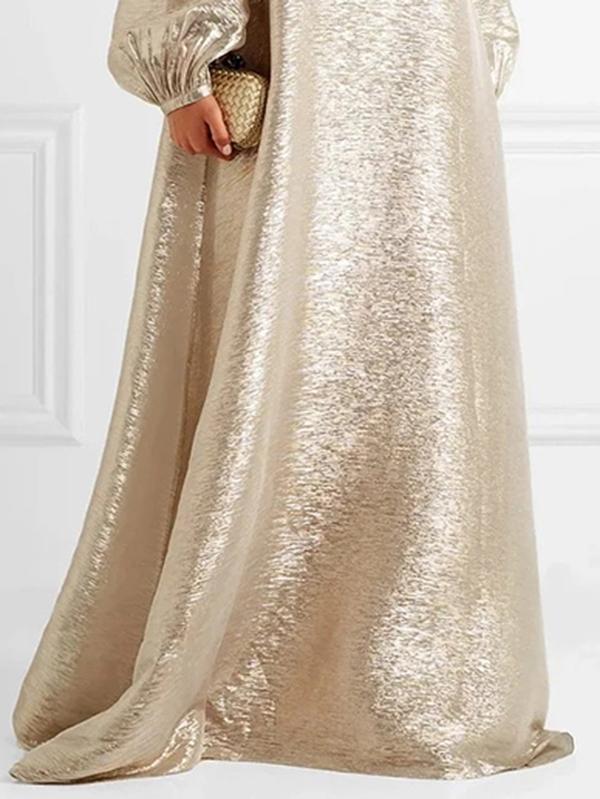 A-Line Loose Gauze See-Through Shiny Split-Joint Round-Neck Evening Dresses Maxi Dresses Product Image