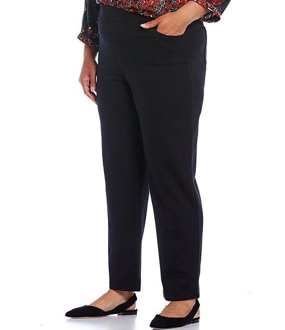 Intro Plus Size Stella Double Knit Slim Straight Leg Pull-On Pants Product Image