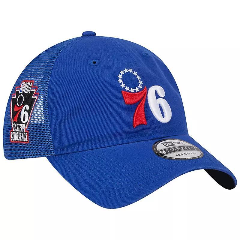 Men's New Era Royal Philadelphia 76ers Distinct Side Patch Trucker 9TWENTY Adjustable Hat, 76r Blue Product Image