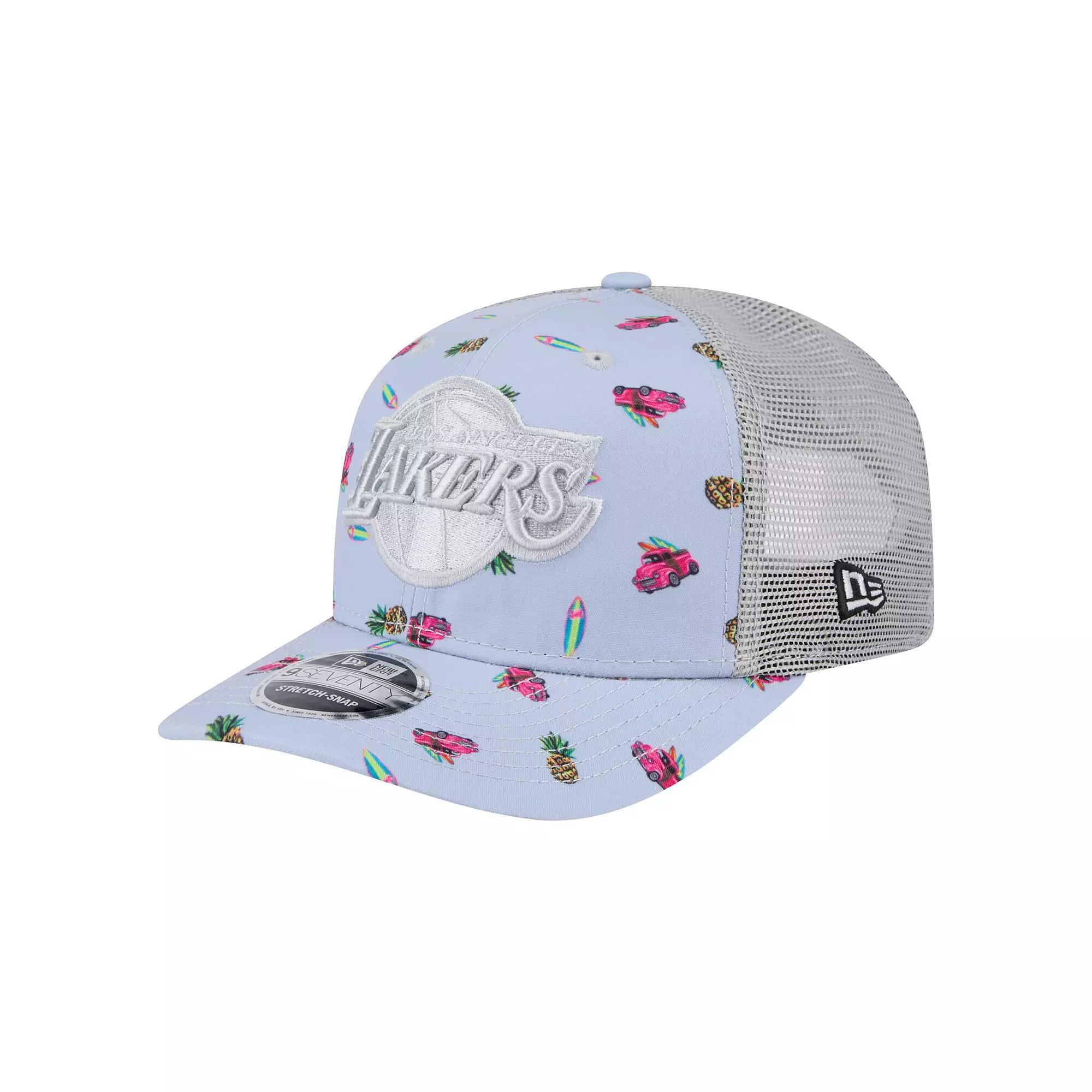 Men's New Era Light Blue/Gray Los Angeles Lakers Adventure Aloha Pattern 9SEVENTY Stretch-Snap Hat Product Image