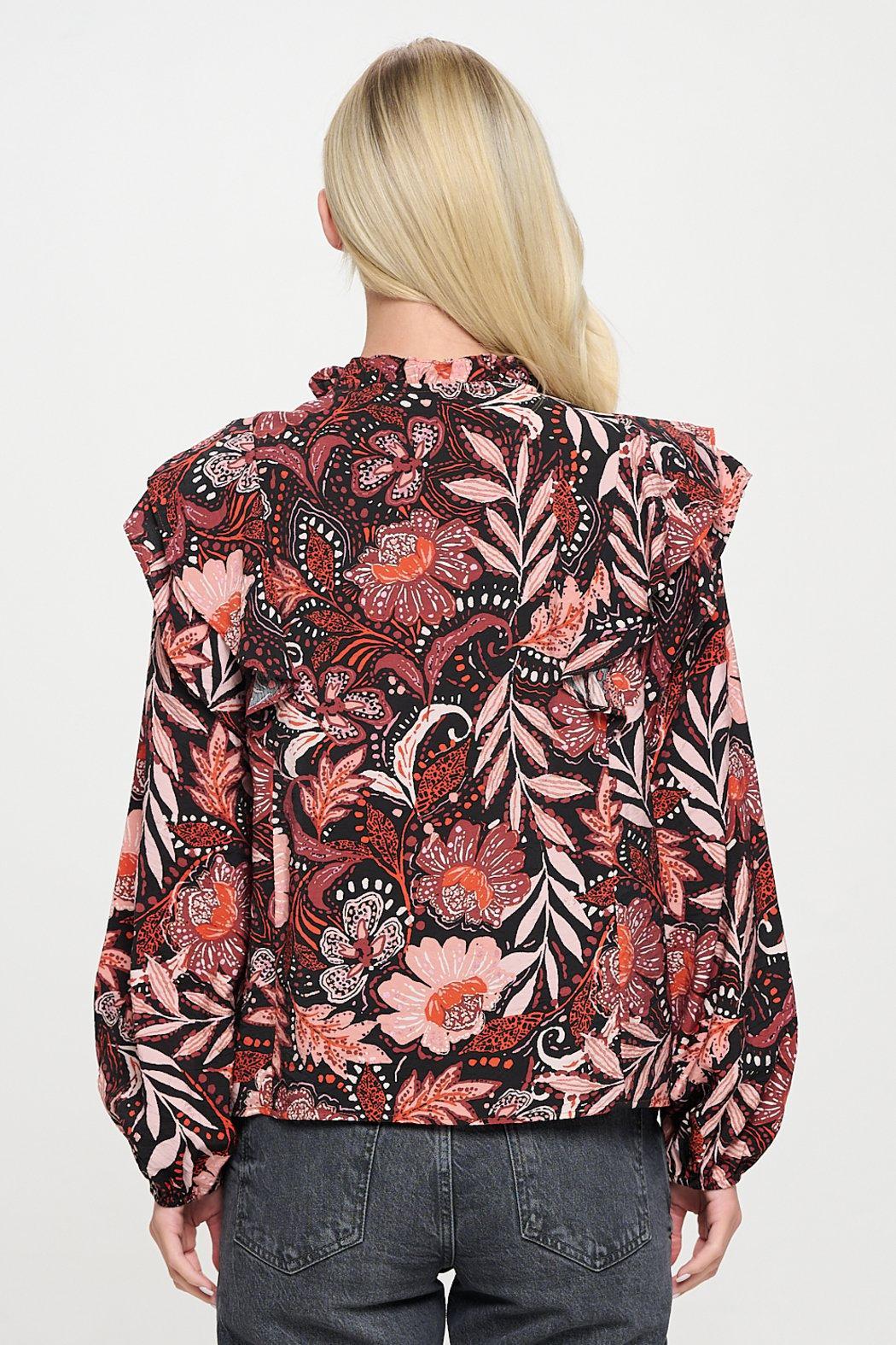 Vintage Floral Paisley Long Sleeve Blouse Product Image