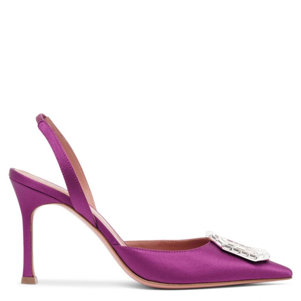 AMINA MUADDI Camelia Sling 90 Satin Purple Pumps Product Image