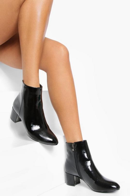 Low Block Heel Patent Shoe Boots Product Image