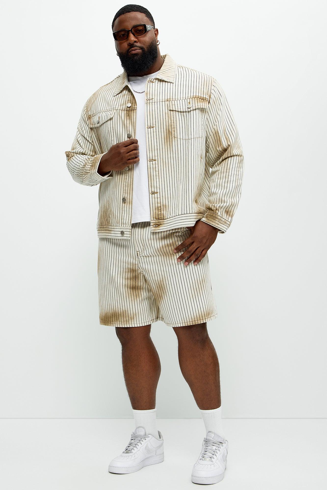 Byron Striped Relaxed Shorts - Cream/combo Product Image