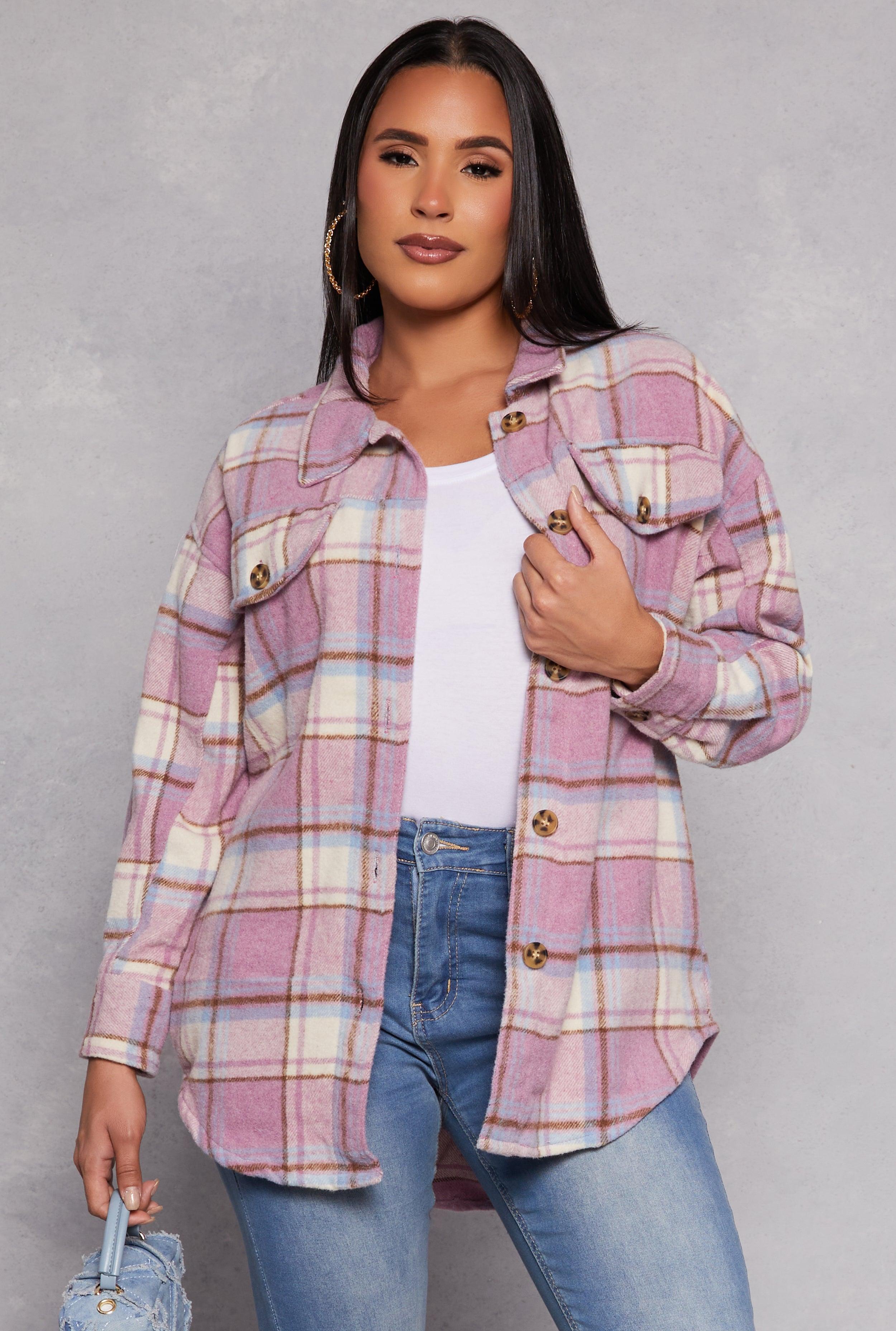 Womens Spoon Jeans Plaid Tunic Shirt Product Image