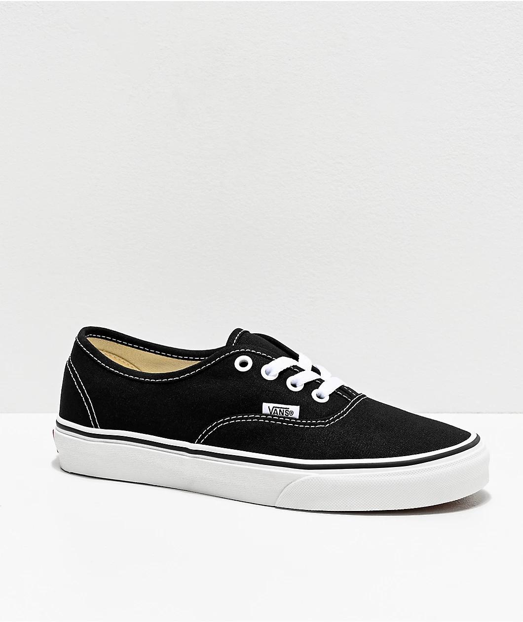 Vans Authentic Black and White Canvas Skate Shoes Product Image