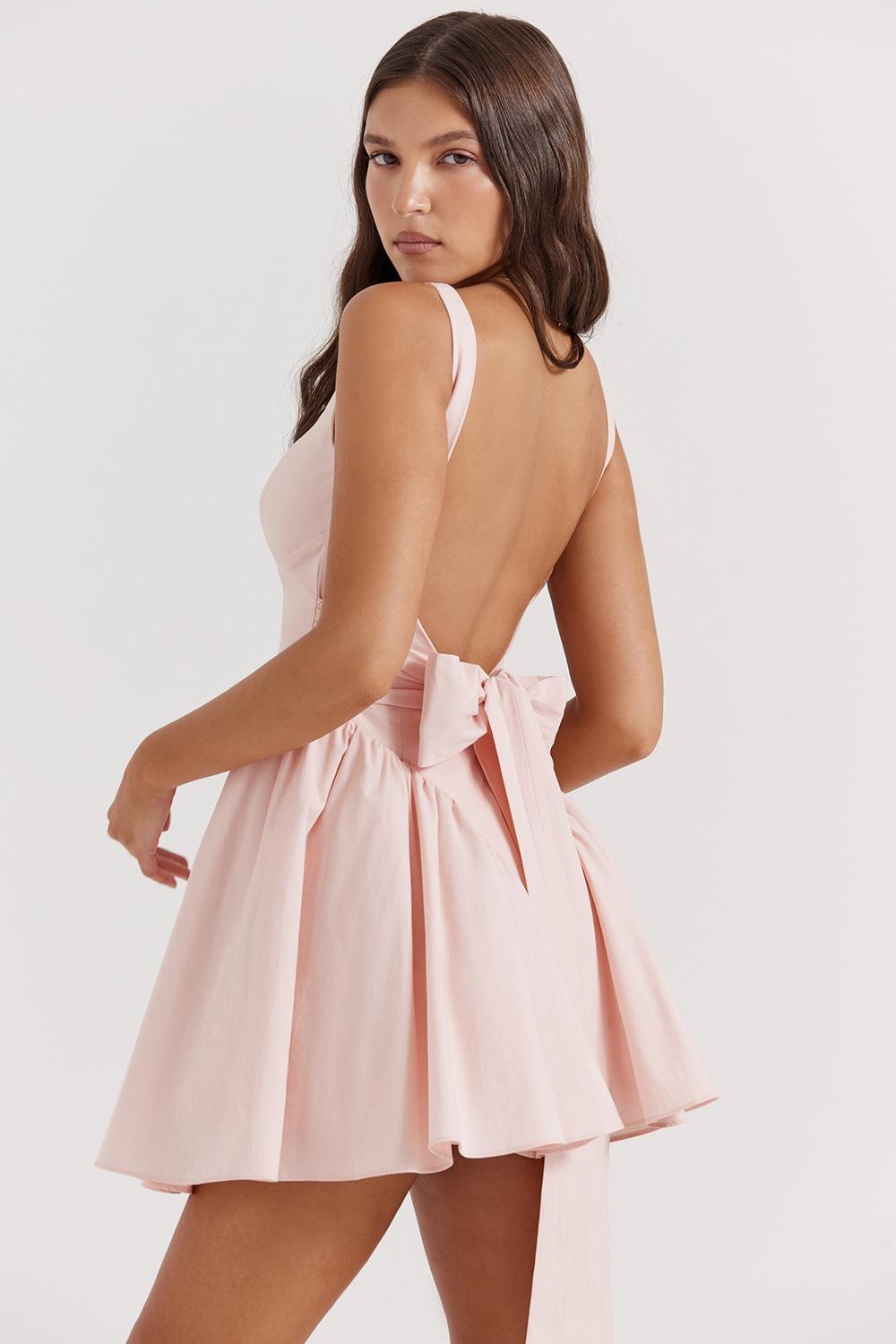 Florianne  soft peach bow mini dress Product Image