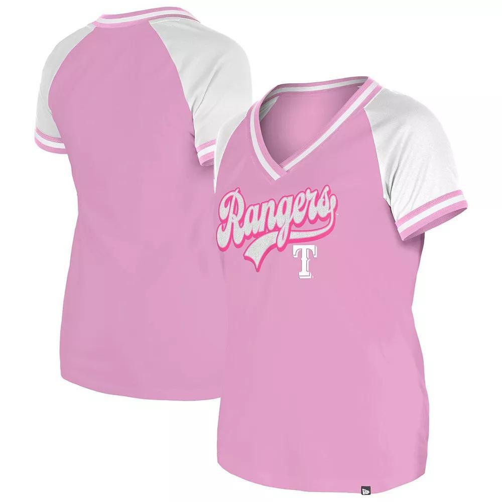 Womens New Era Pink Texas Rangers Gameday V-Neck T-Shirt Product Image