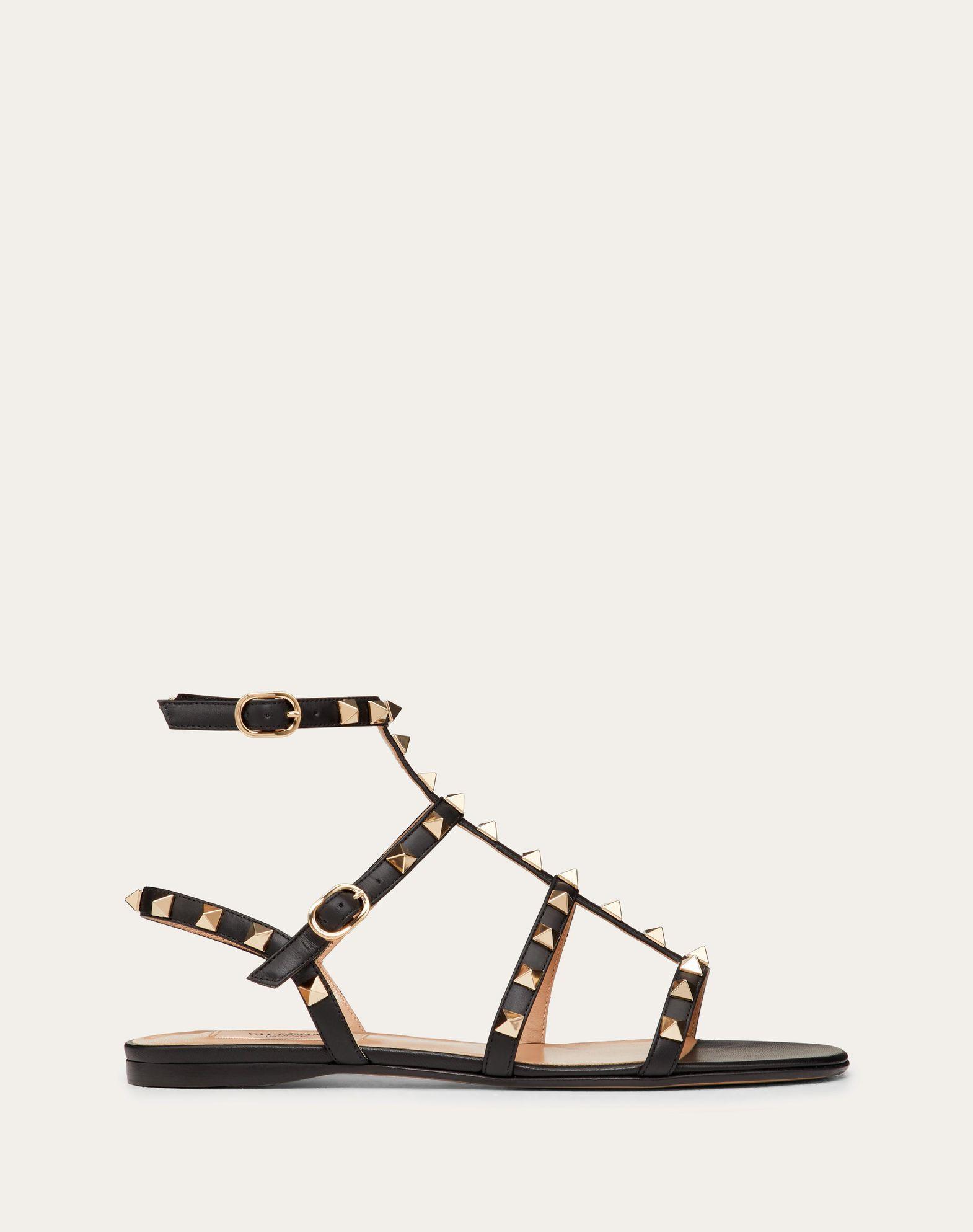 Rockstud Flat Calfskin Sandal With Straps Product Image