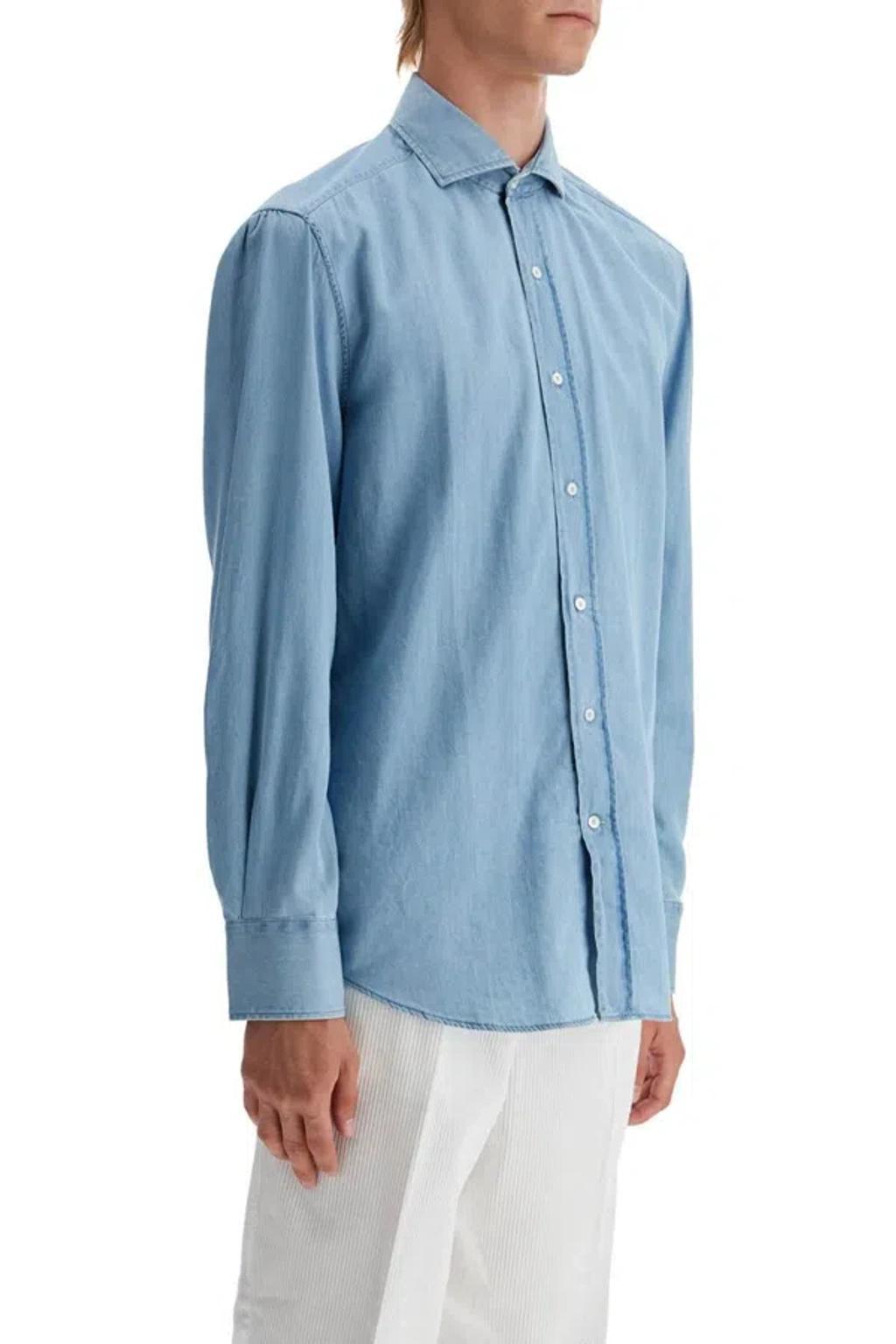 BRUNELLO CUCINELLI Chambray Shirt In Multicolor Product Image