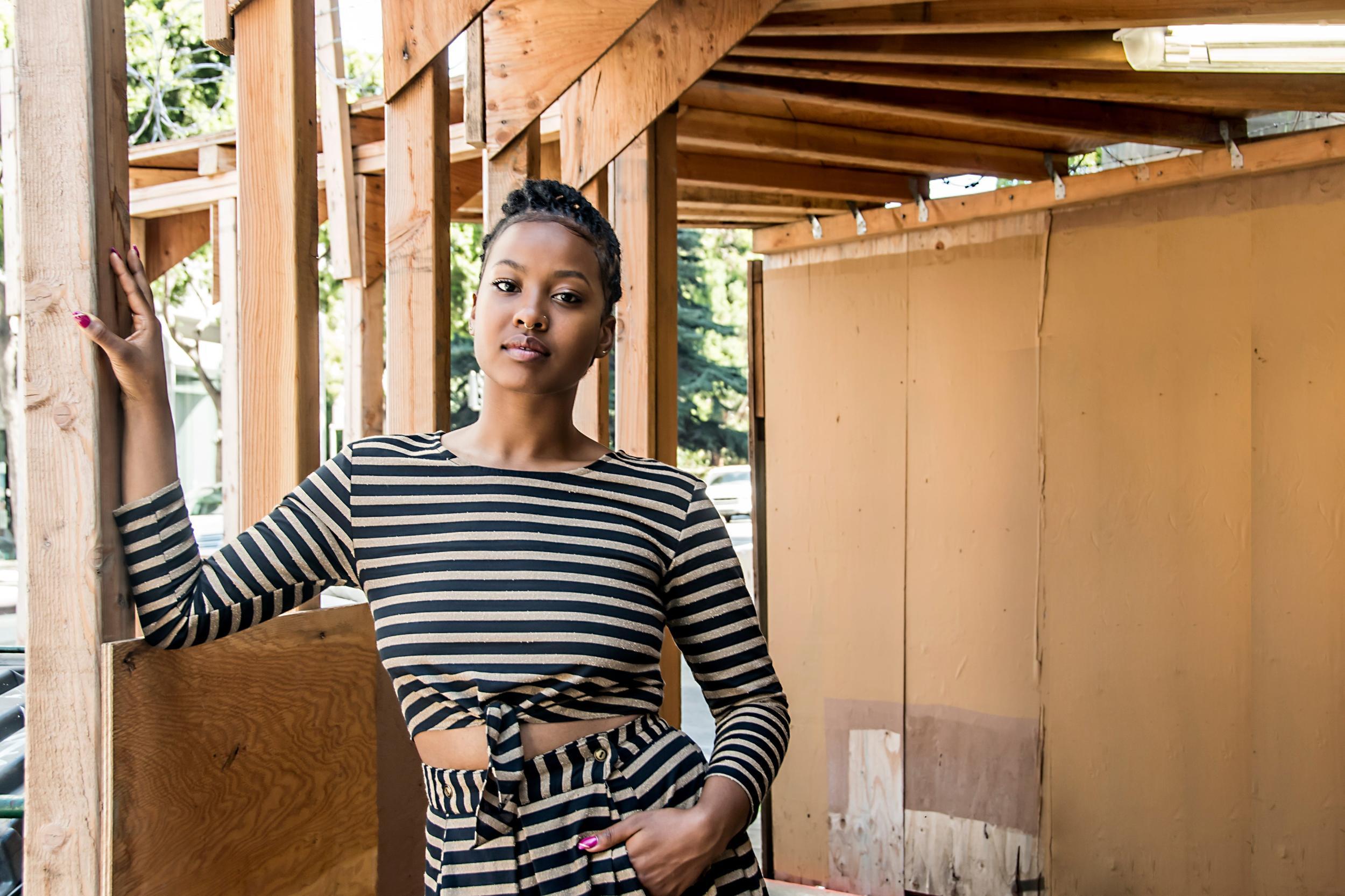 Tie Top in Black Stripe Product Image