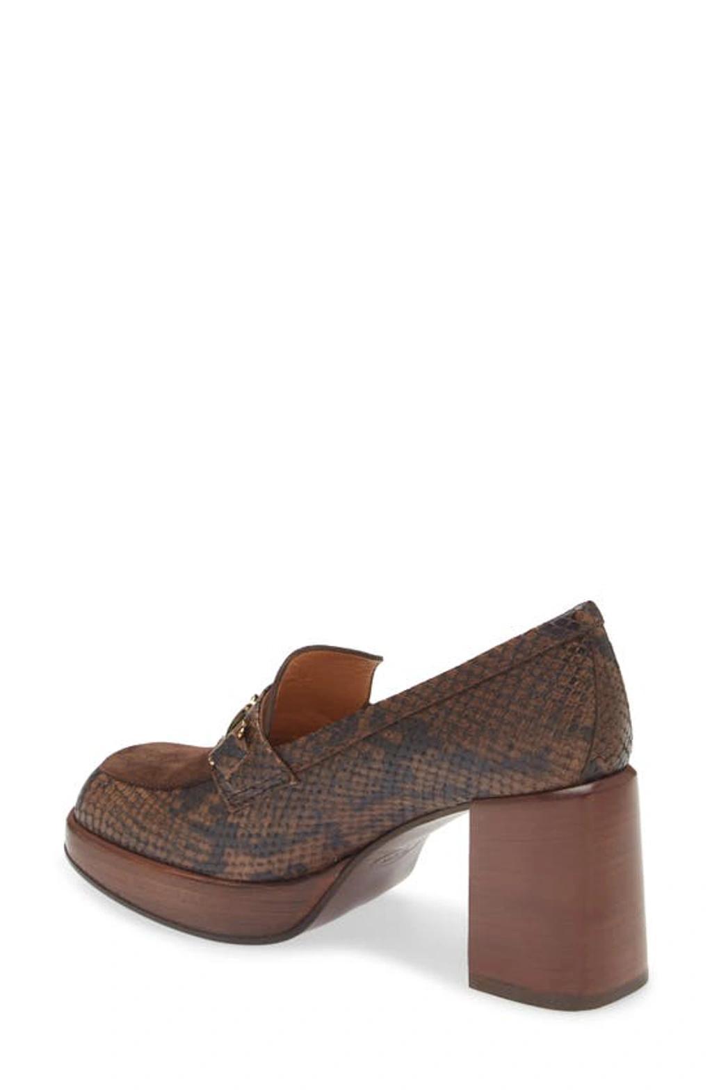 TOD'S Snake-effect Leather Loafer Pumps In Caffe/ Marrone Affrica Product Image