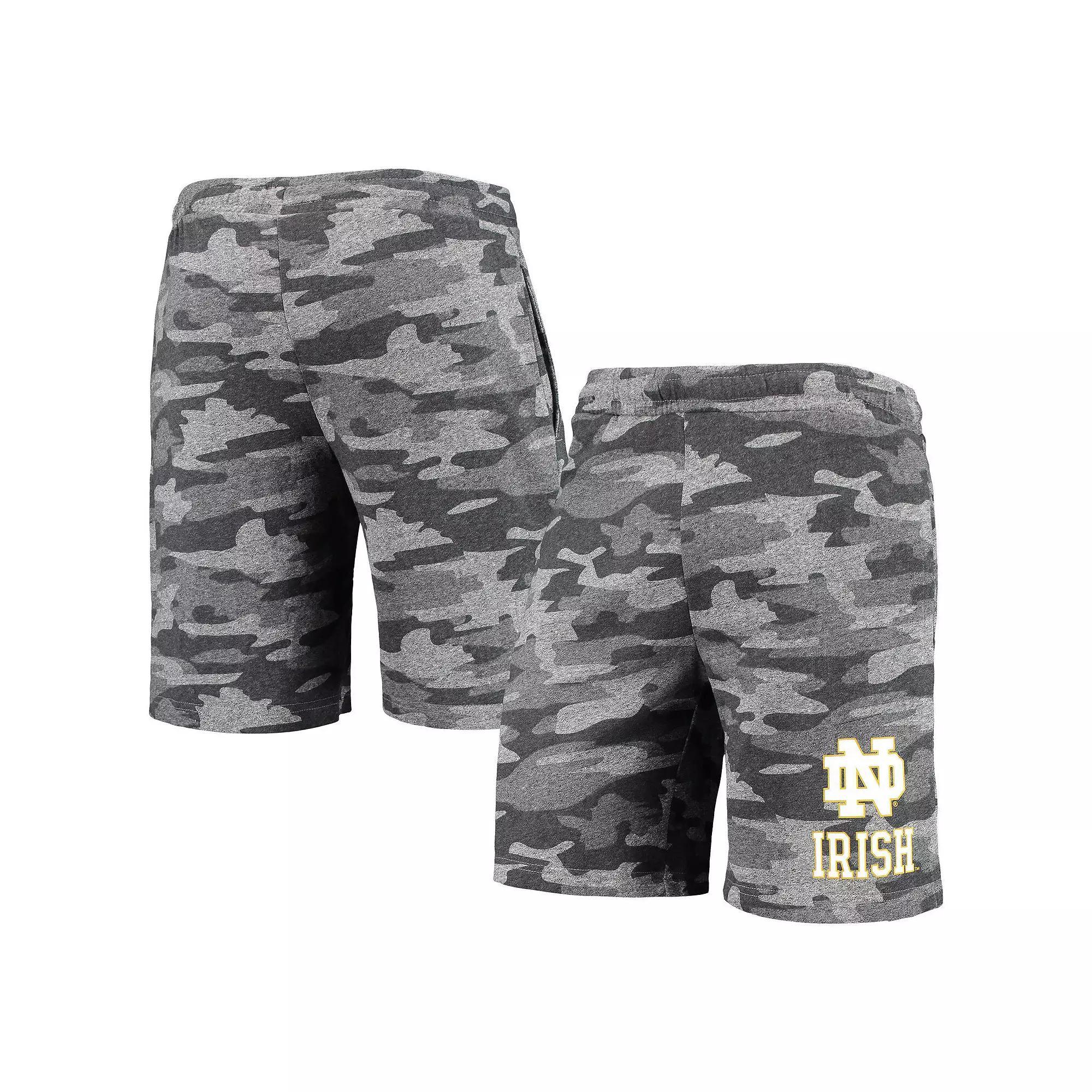 Men's Concepts Sport Charcoal/Gray Notre Dame Fighting Irish Camo Backup Terry Jam Lounge Shorts,  Product Image