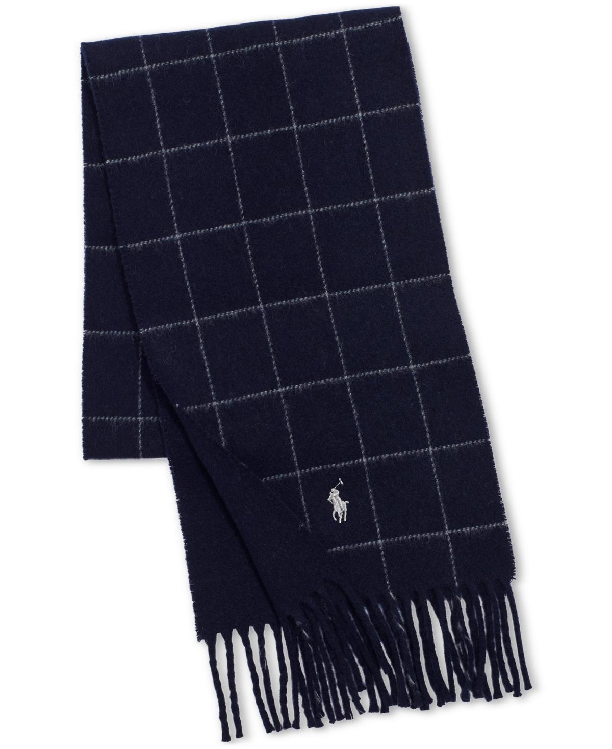 Mens Reversible Wool-Blend Windowpane Scarf Product Image