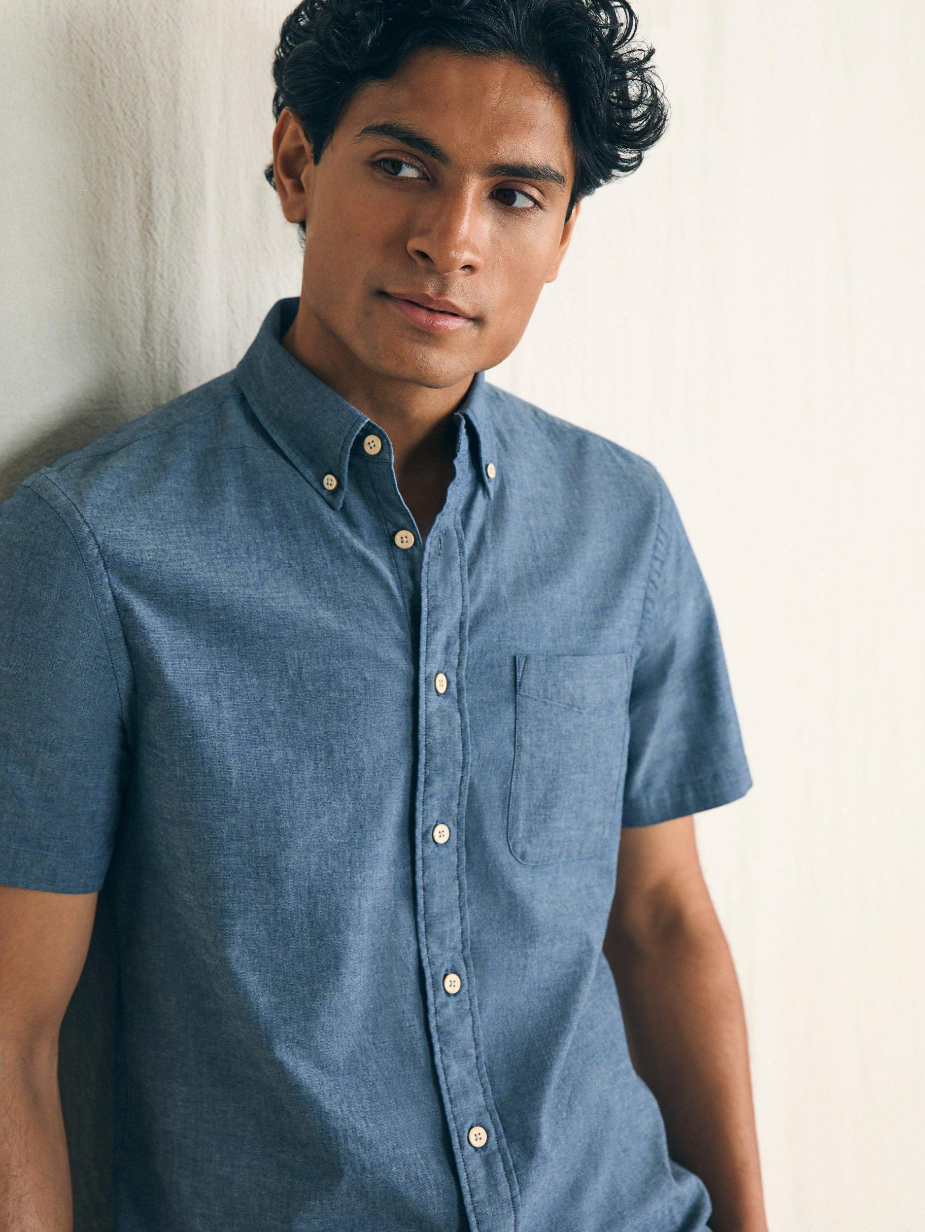 Short-Sleeve Stretch Playa Shirt (Tall) - Weathered Blue Male Product Image