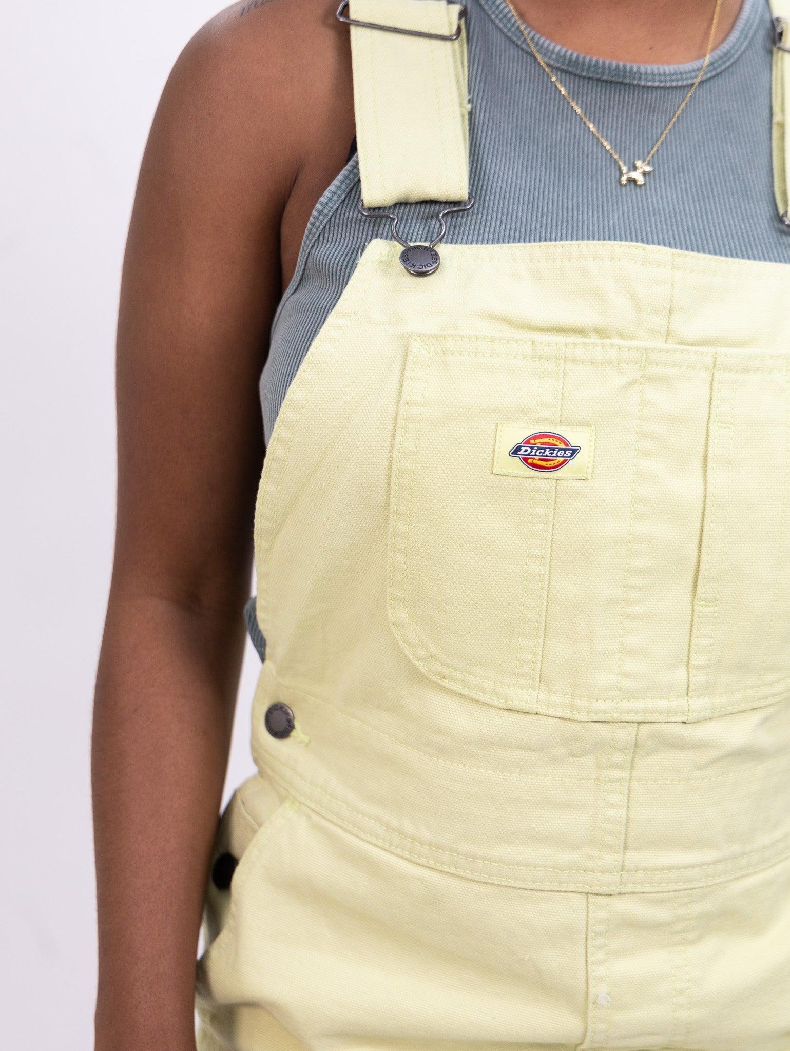 Dickies Women's Duck Canvas Short Bib - Stonewash Pale Green Product Image