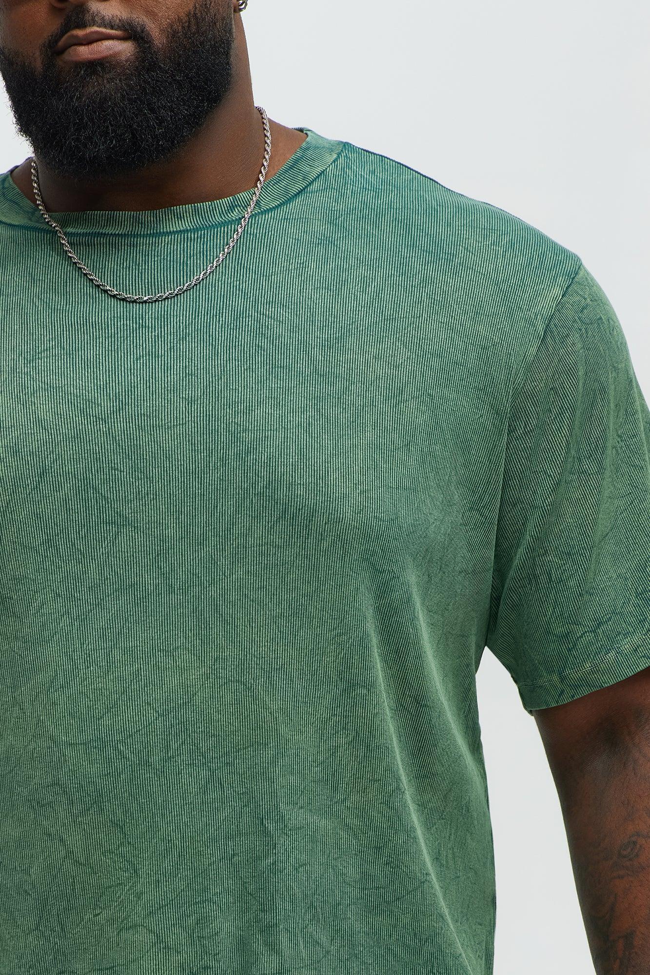 Ribbed Washed Relaxed Short Sleeve Tee - Green Product Image