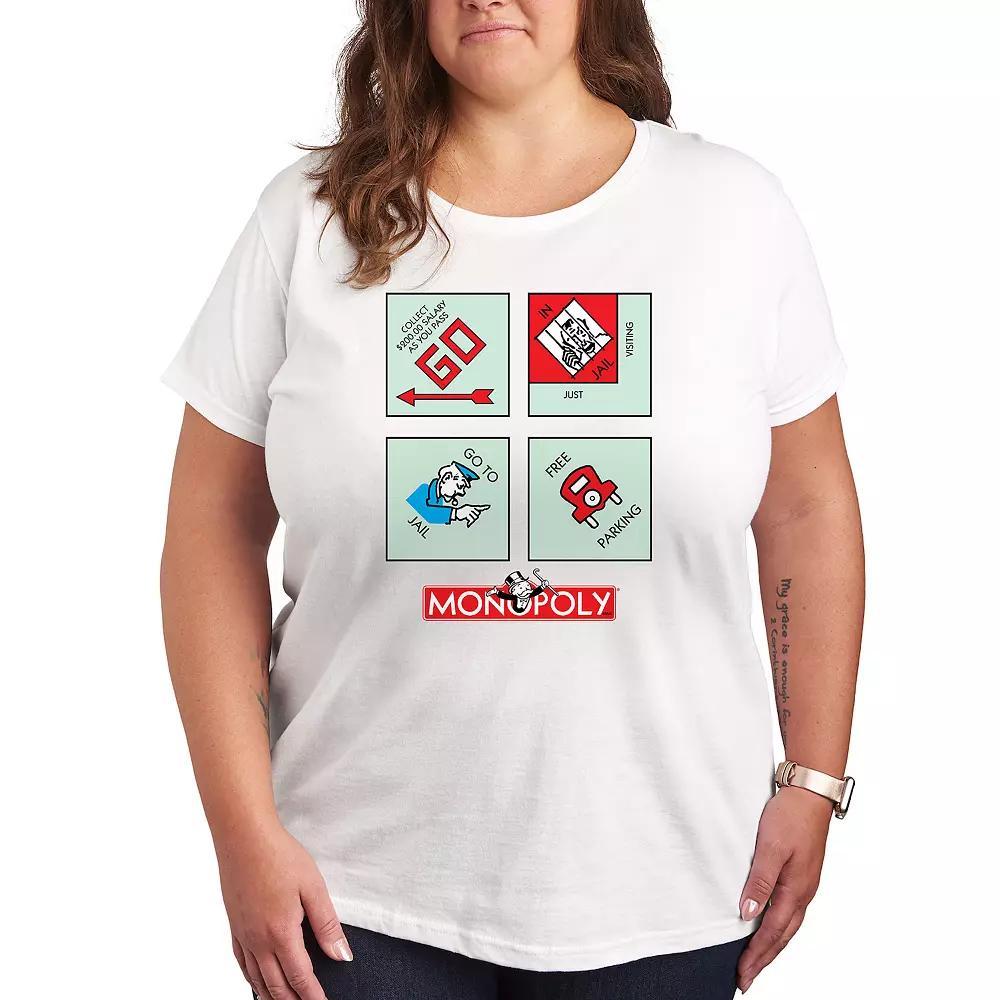 Plus Monopoly Monopoly Corner Squares Graphic Tee, Women's, Size: 2XL, White Product Image