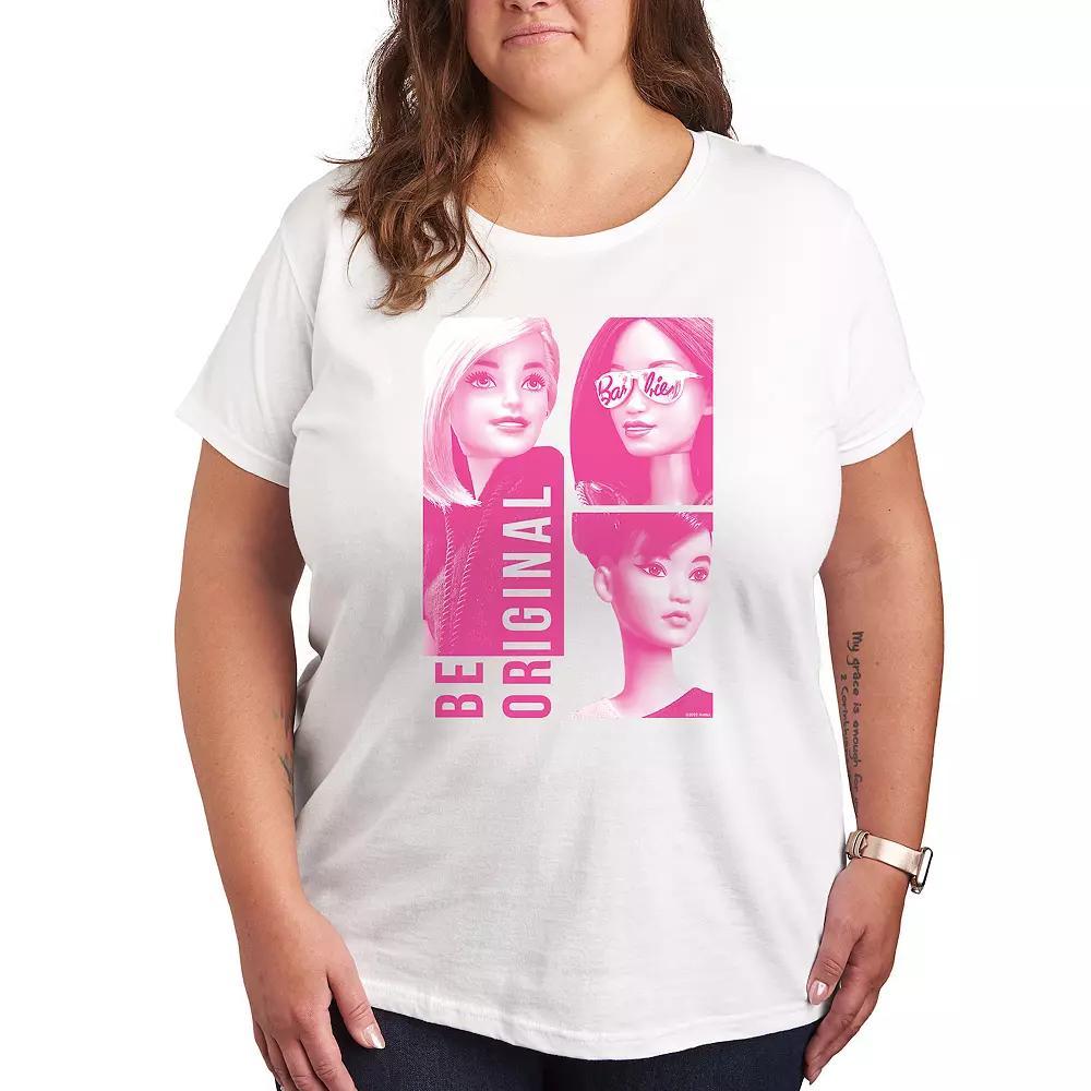 Plus Size Barbie Be Original Squares Graphic Tee, Womens Product Image