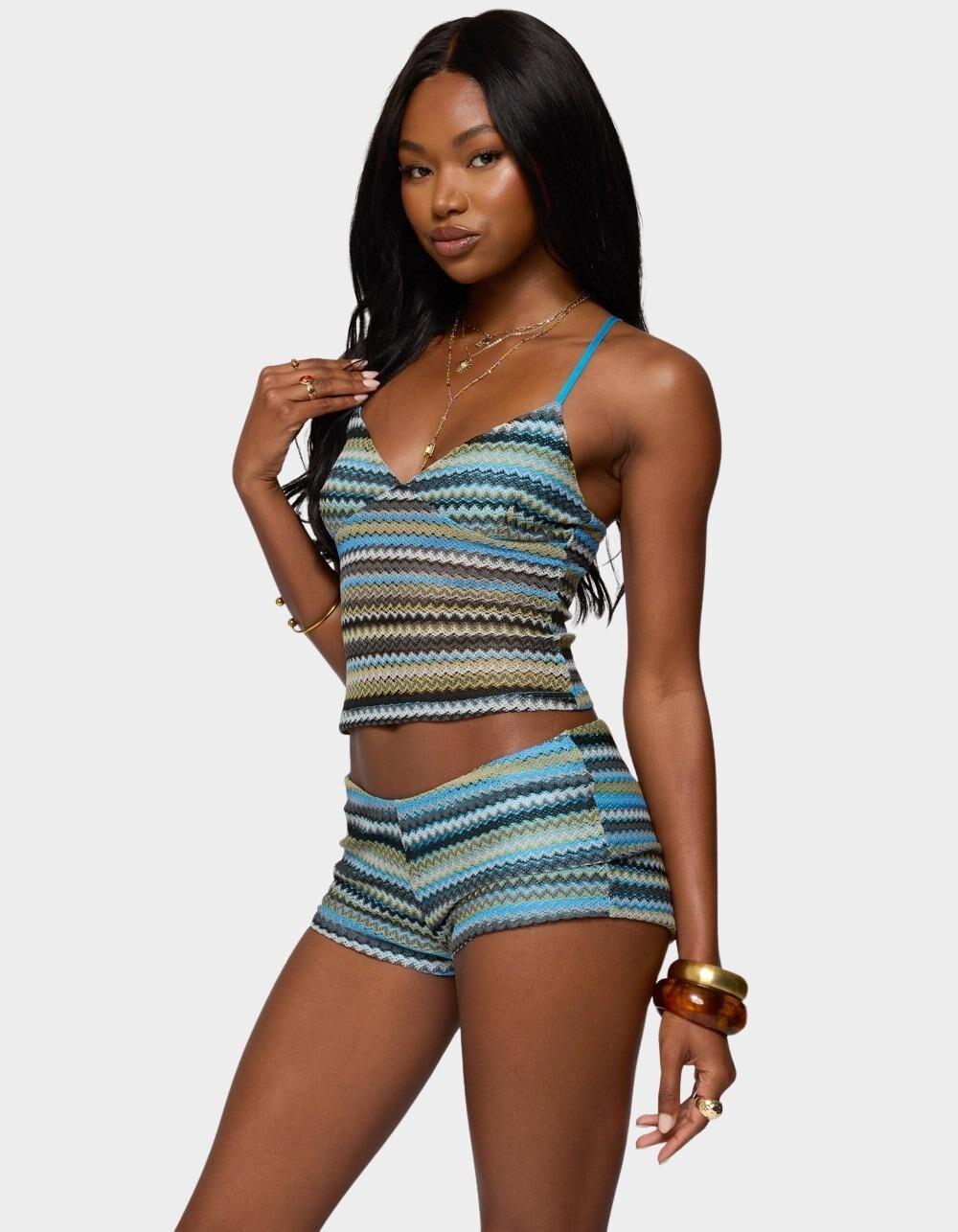 EDIKTED Zigzag Stripe Tank Top - BLUE Product Image