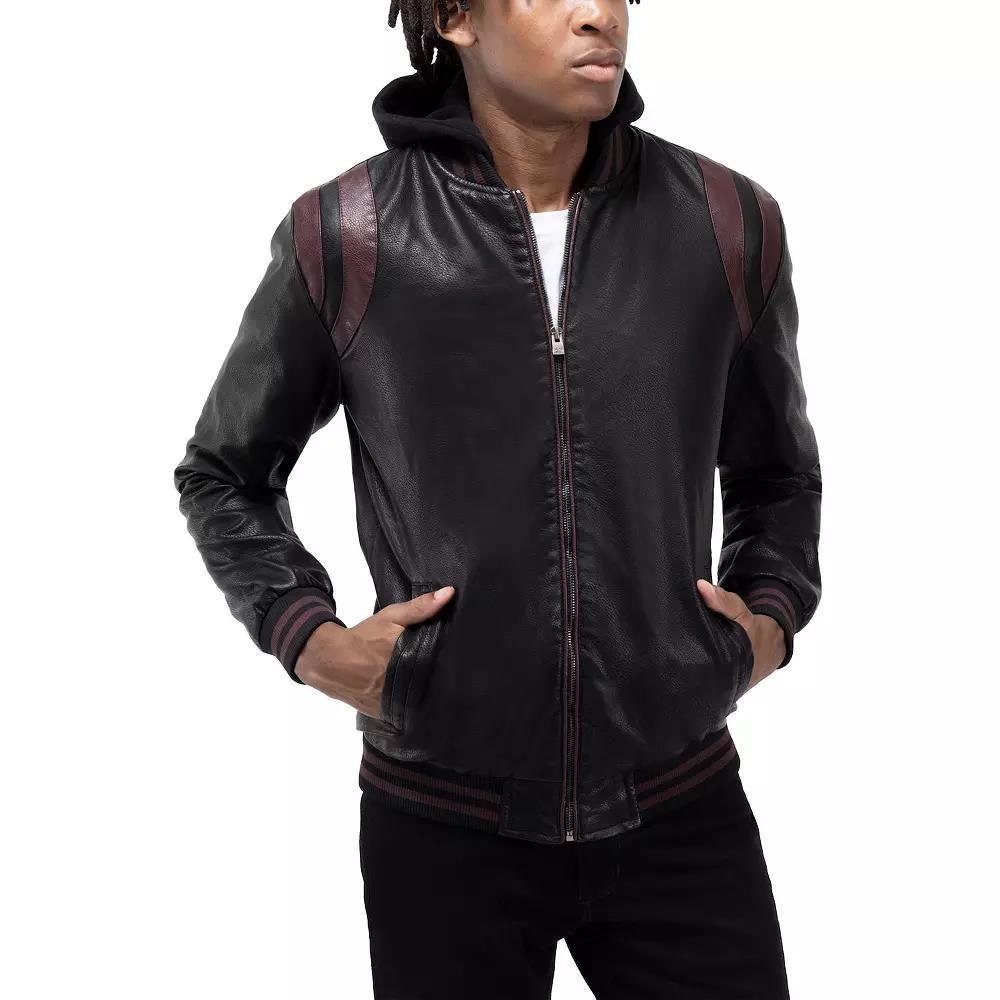 Men's Xray Grainy Faux Leather Hooded Jacket,  Product Image