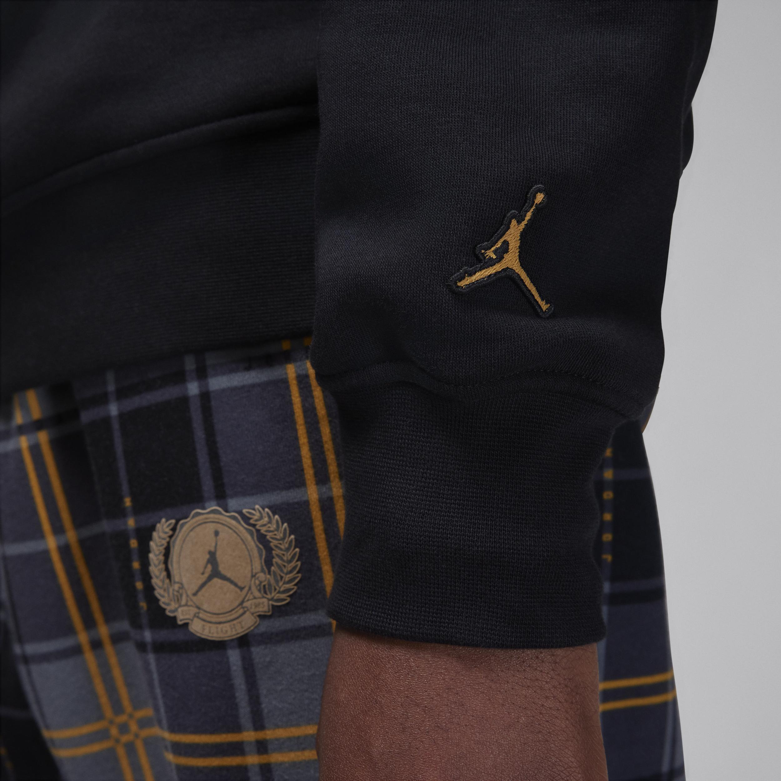 Jordan Mens Essential Holiday Plaid Fleece Crew - Black/Gold Product Image