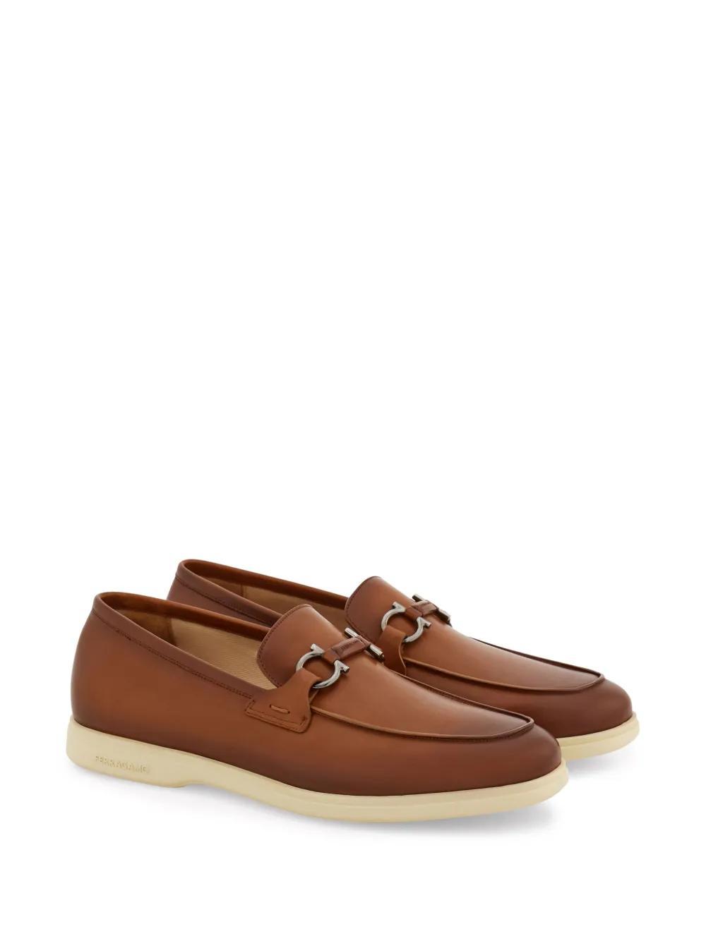 FERRAGAMO Gancini-plaque Loafers In Brown Product Image