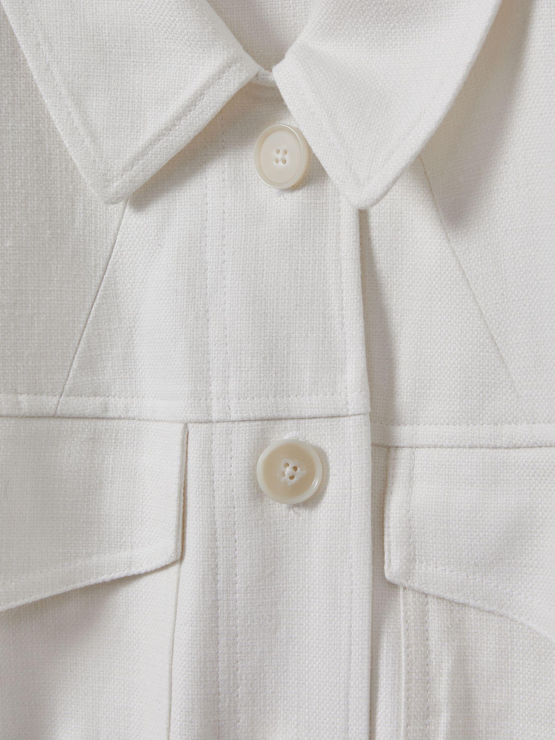 Linen Blend Drawstring Overshirt in White Product Image