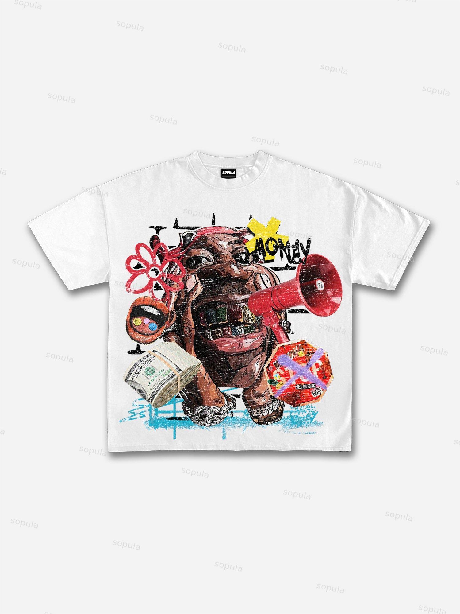 Screaming Money Graphic Cotton T-shirt Product Image