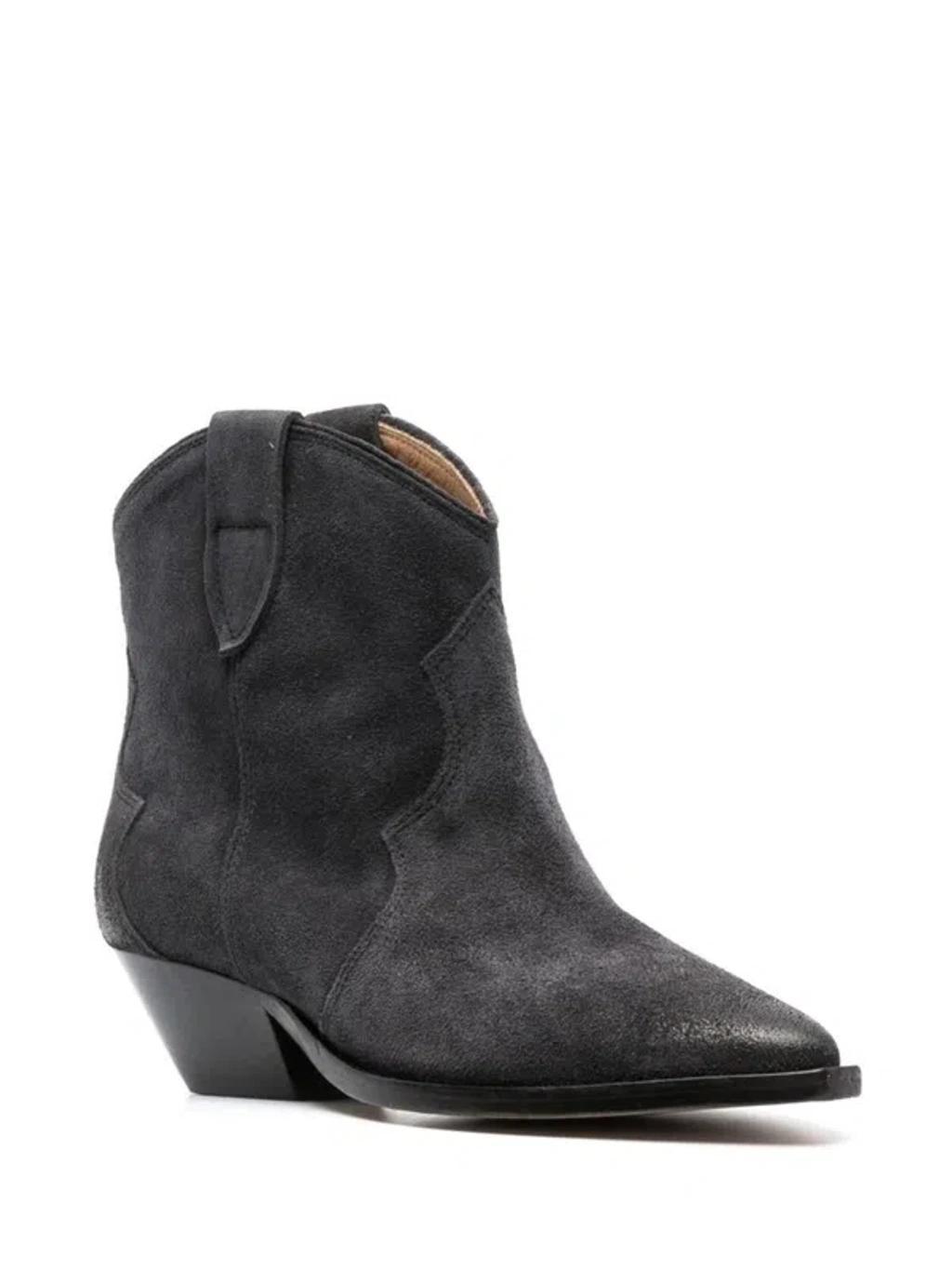 ISABEL MARANT Textured Pointed Toe Boots In Faded Black Product Image